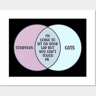 Funny Venn Diagram Meme Cats And Strippers Joke Gift Posters and Art